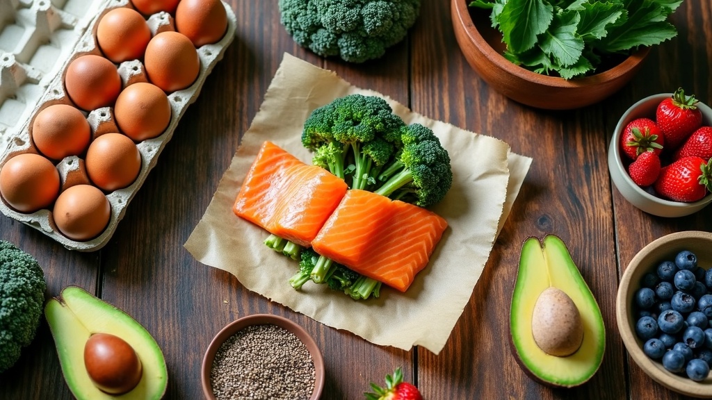 Egészséges alapanyagok tarka asztalon