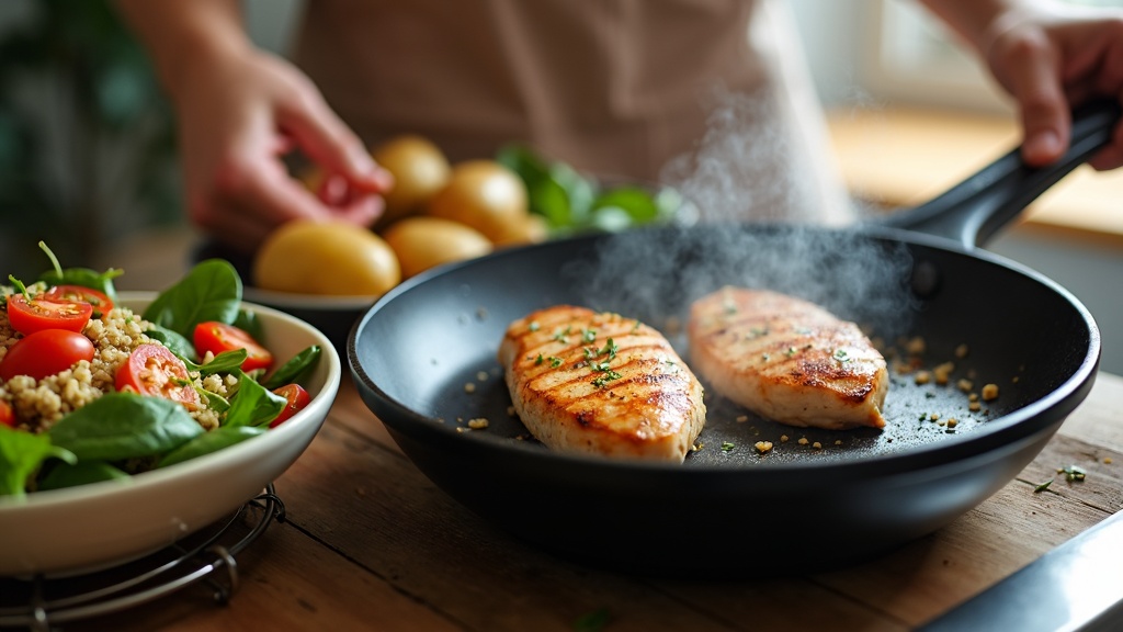 Diétás fogás készül barátságos otthoni konyhában