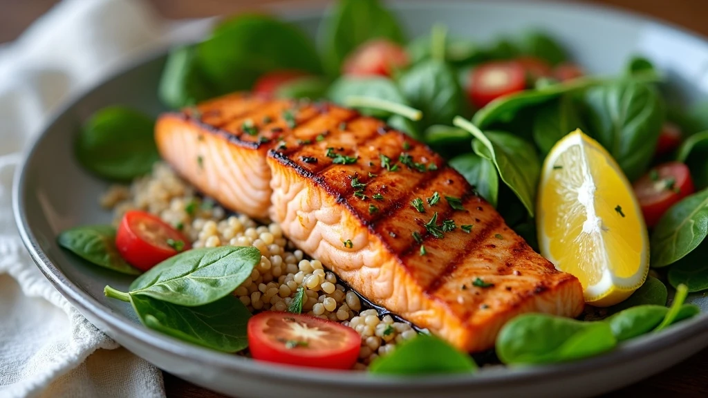 Lazac quinoa salátával