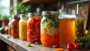 Fermentált zöldségek üvegekben