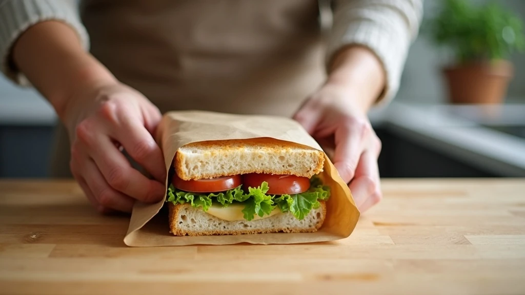 Kéz csomagol szendvicset