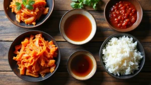 Koreai alapanyagok asztalon