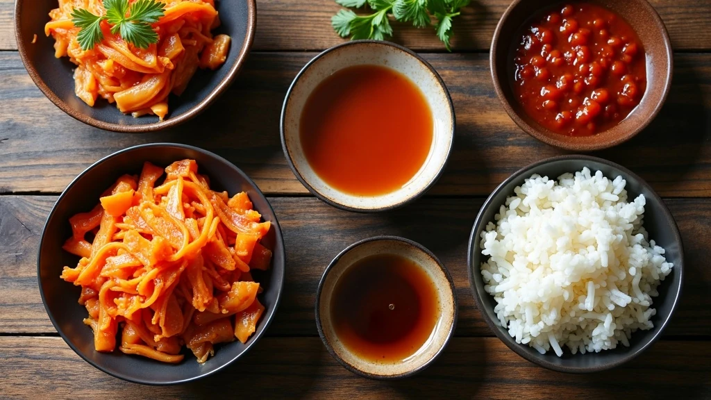 Koreai alapanyagok asztalon