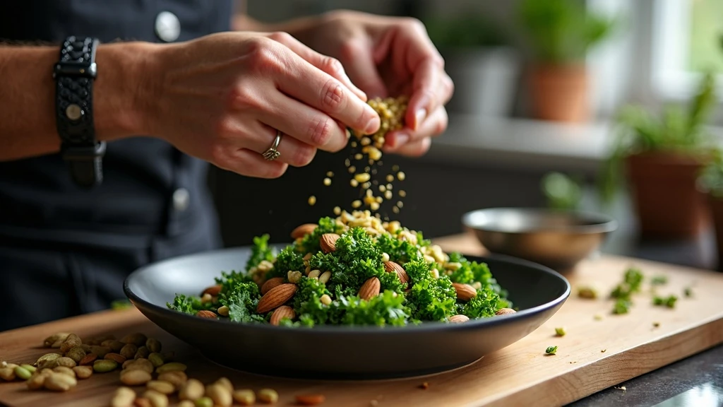 Pirított magok salátán