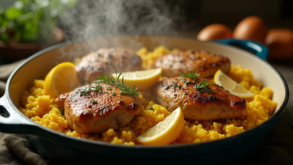 Citromos rizses csirke tálban