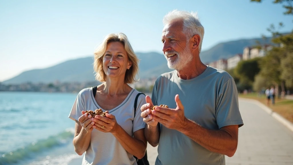 Páros sétál mediterrán tengerparton