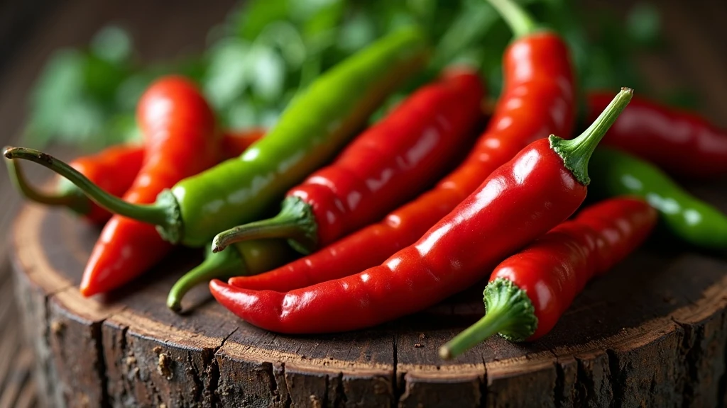 Chilik közelről rusztikus deszkán