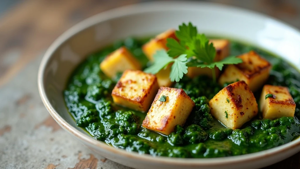 Diétás palak paneer tálalva