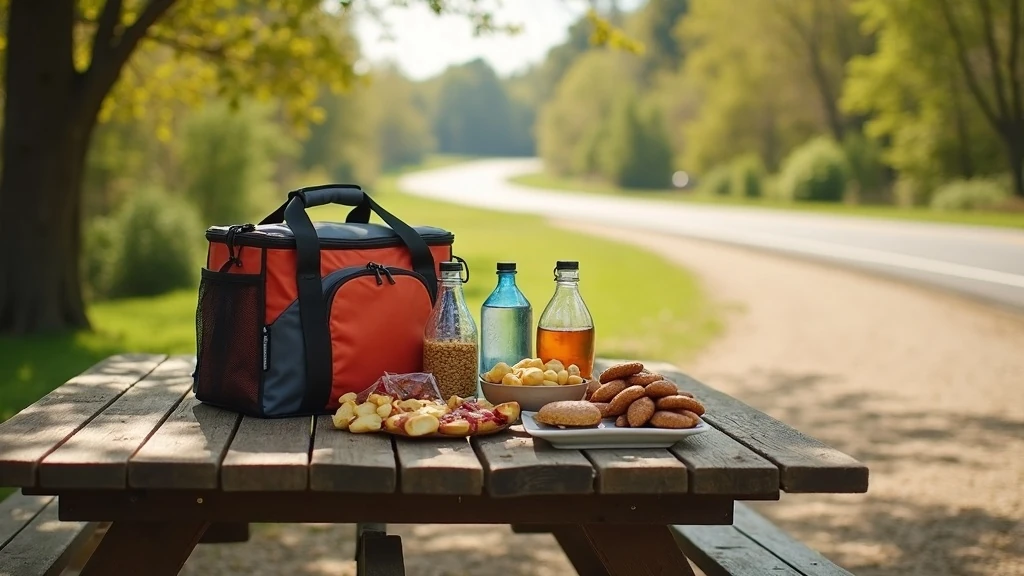 Megterített útszéli piknikasztal