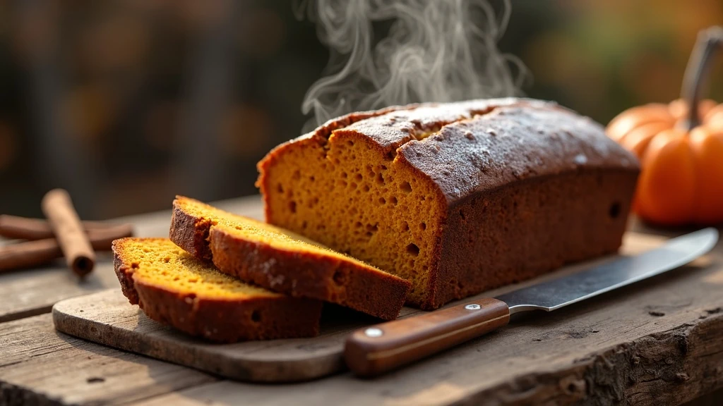 Friss sütőtökkenyér asztalon